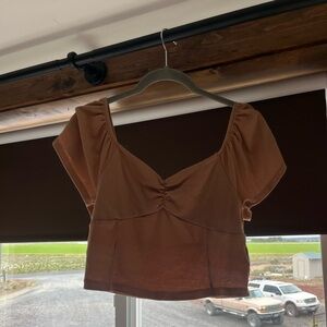 Tan America eagle crop top